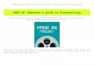 ^#DOWNLOAD@PDF^# FADE IN Beginner's guide to Screenwriting [PDF EBOOK EPUB]
