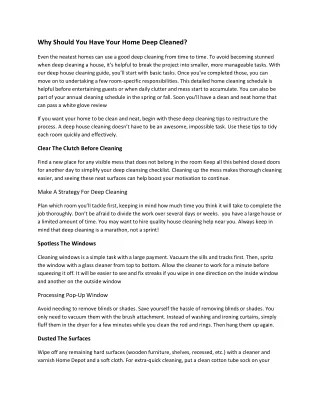 why should you have your home deep cleaned