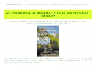 [DOWNLOAD IN @PDF] An Introduction at Ramsgate A Pride and Prejudice Variation Free Book