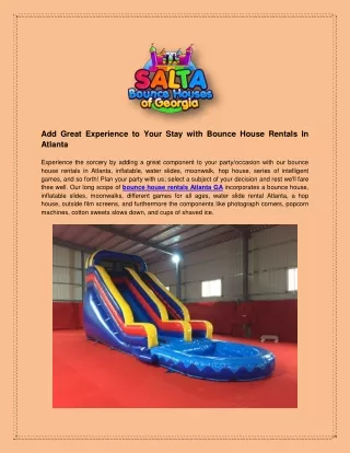 Add Great Experience to Your Stay with Bounce House Rentals In Atlanta