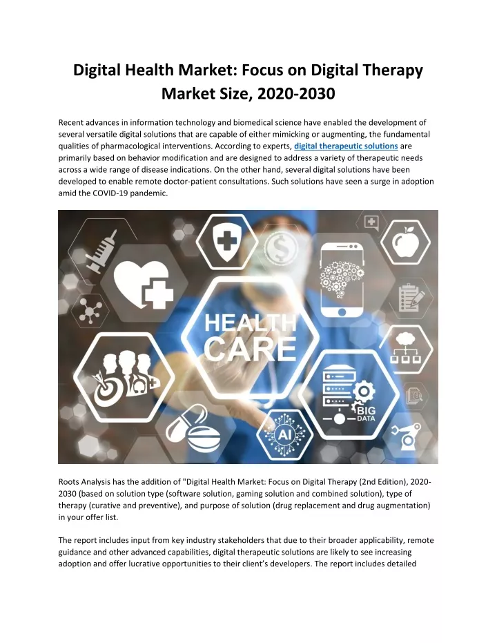 digital health market focus on digital therapy