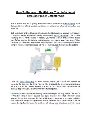 How To Reduce UTIs (Urinary Tract Infections) Through Proper Catheter Use