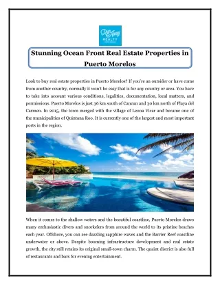 Stunning Ocean Front Real Estate Properties in Puerto Morelos