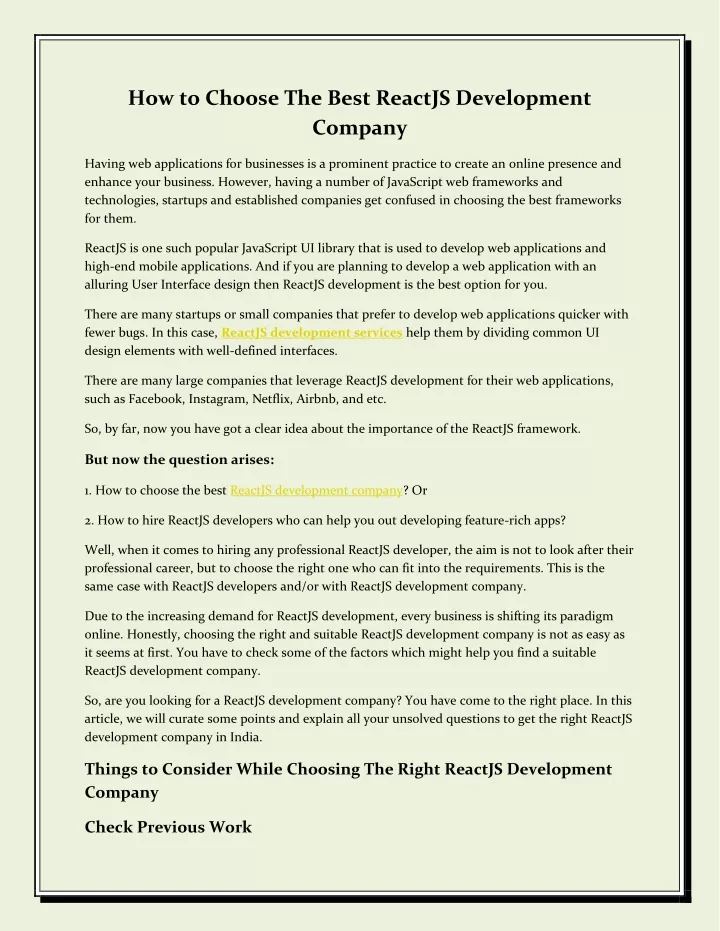 how to choose the best reactjs development company