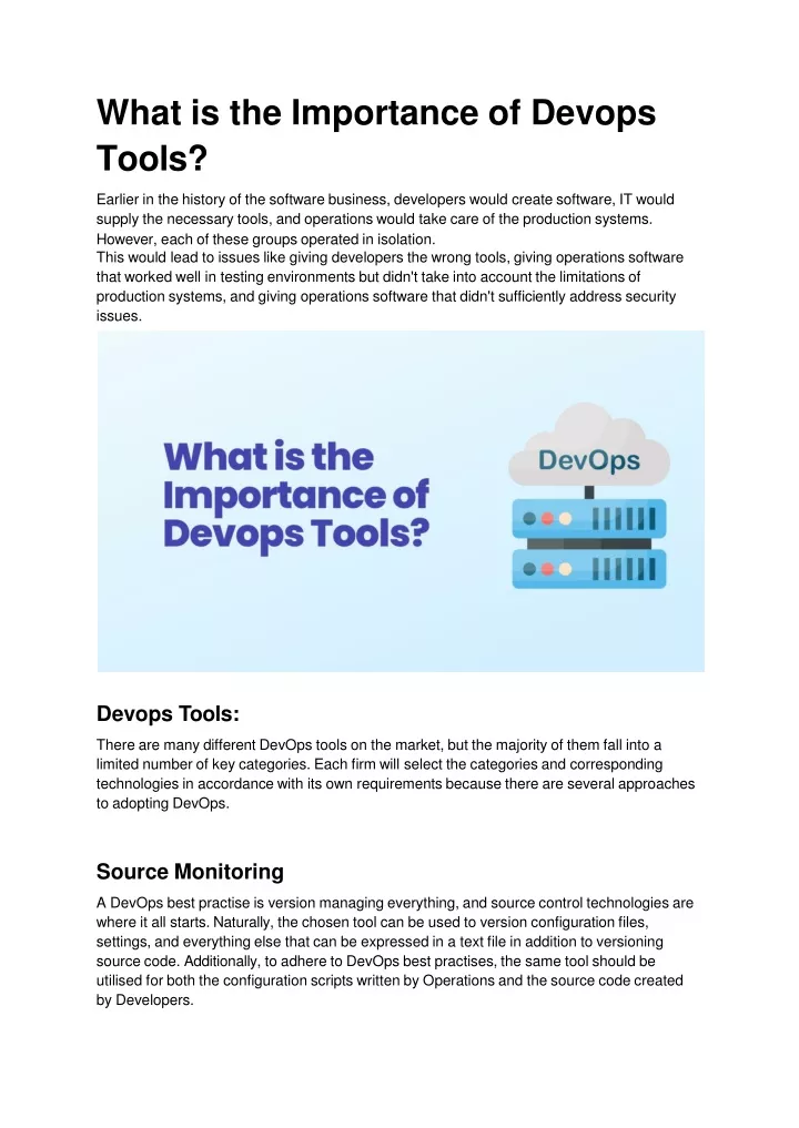 what is the importance of devops tools