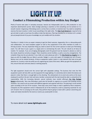 Conduct a Filmmaking Production within Any Budget