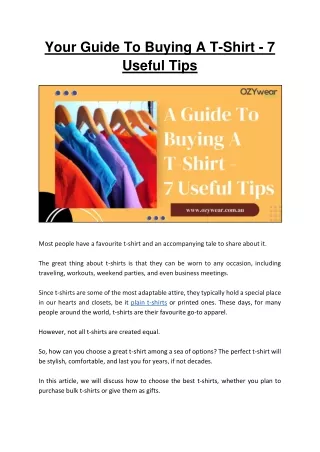 Your Guide To Buying A T-Shirt – 7 Useful Tips