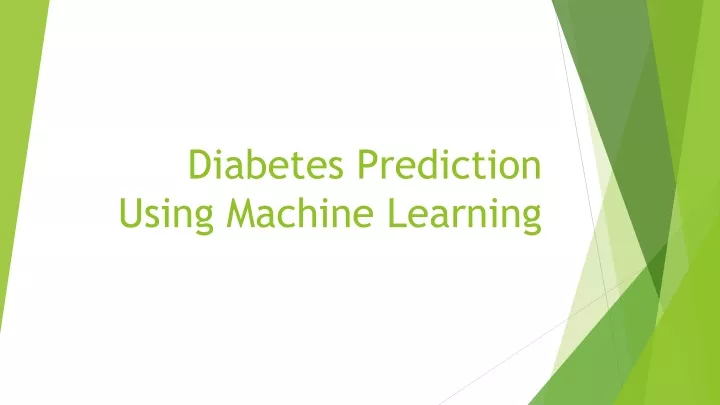 diabetes prediction using machine learning