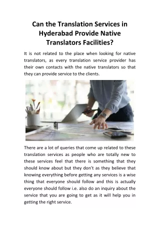 Can the Translation Agencies in Hyderabad Offer the Services of Native Speakers?