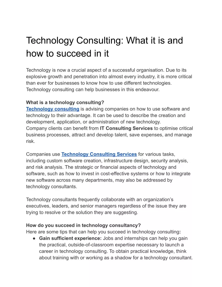 technology consulting what