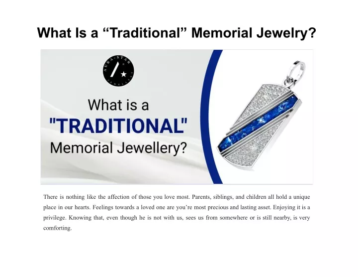 what is a traditional memorial jewelry