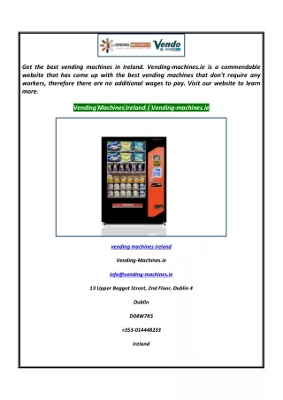 get the best vending machines in ireland vending