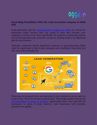 Unravelling Possibilities With The Lead Generation Company In Delhi NCR
