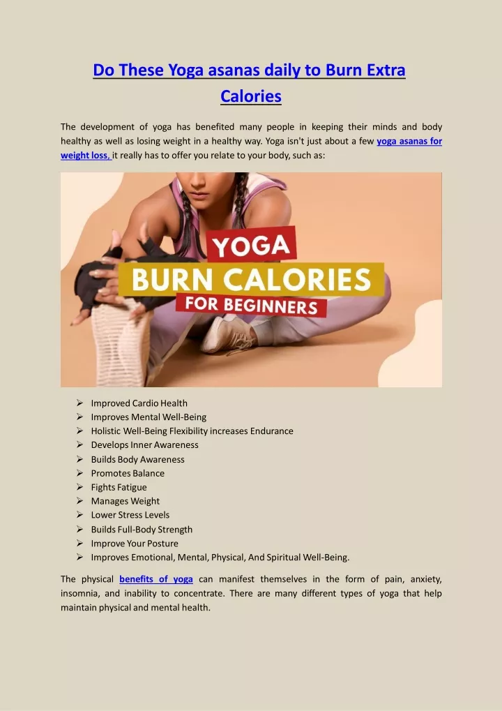 do these yoga asanas daily to burn extra calories