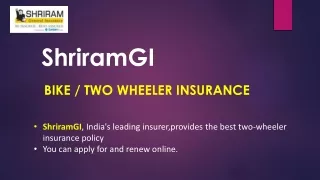 ShriramGI Bike Two Wheeler Insurance Online