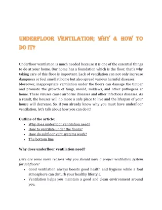 underfloor ventilation why how to do it do it