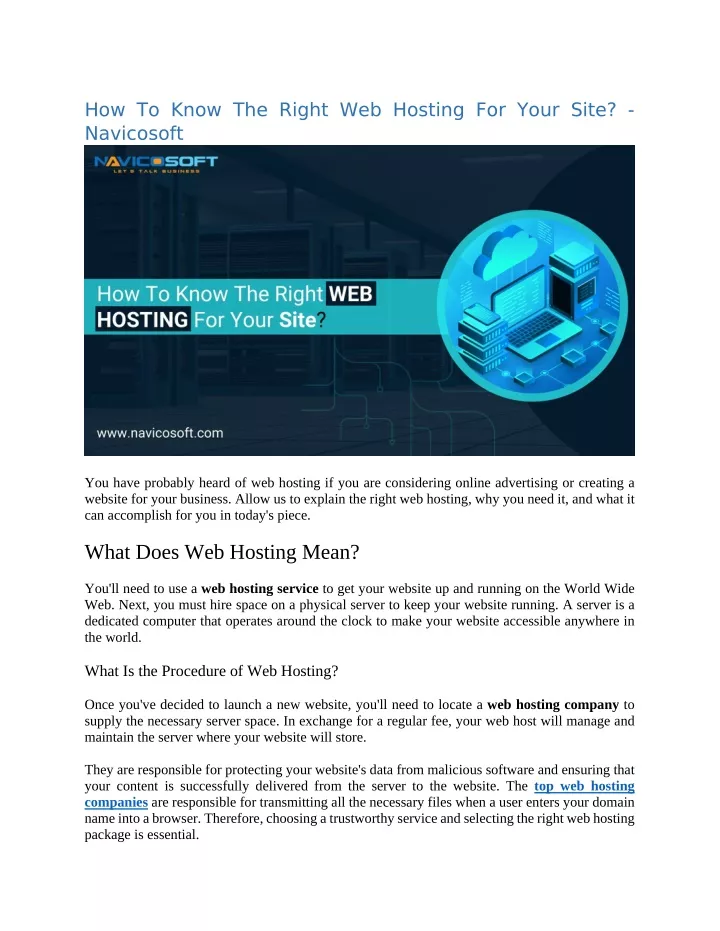 how to know the right web hosting for your site