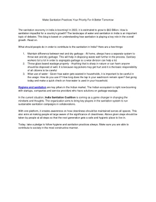 make sanitation practices your priority