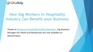 How Gig Workers in Hospitality Industry Can Benefit