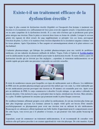 existe t il un traitement efficace