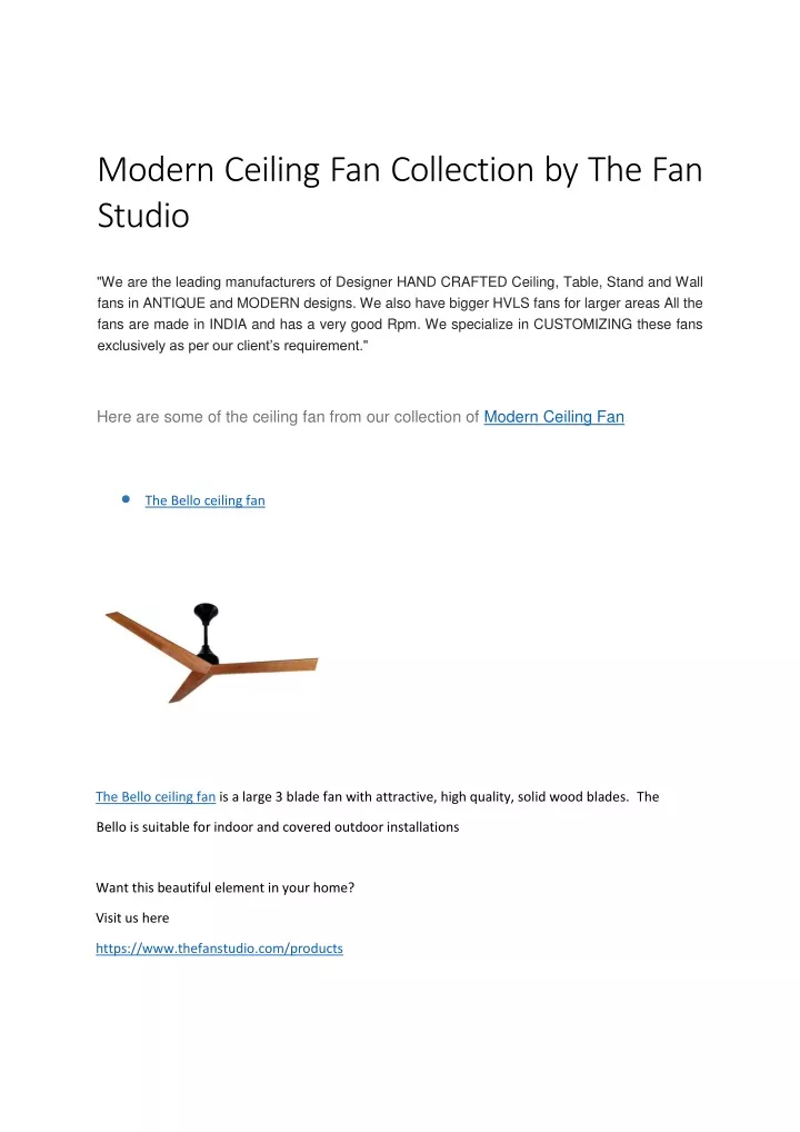 modern ceiling fan collection by the fan studio