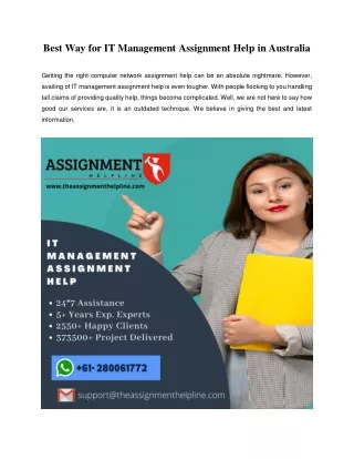 Best Way for IT Management Assignment Help in Australia