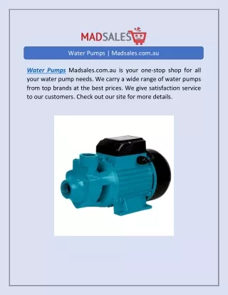 Water Pumps | Madsales.com.au