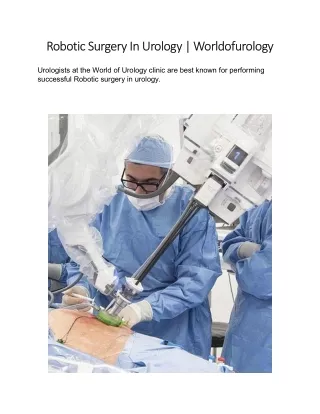 robotic surgery in urology worldofurology robotic