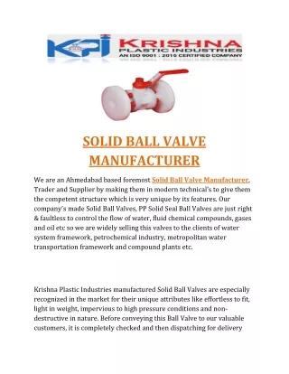 solid ball valve manufacturer