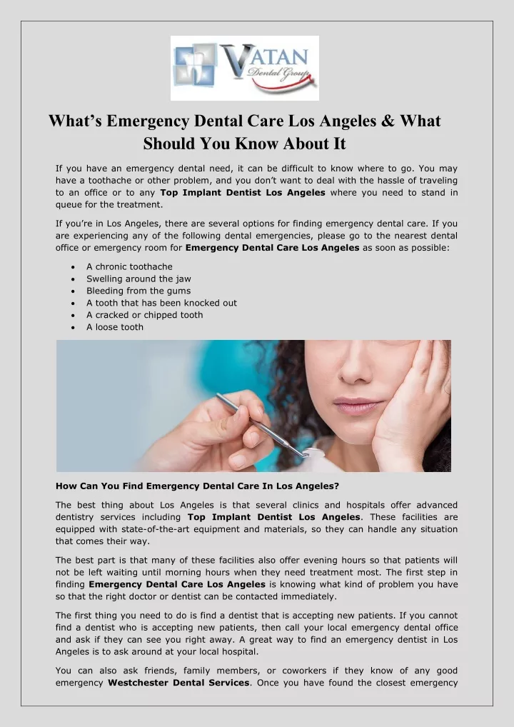 what s emergency dental care los angeles what