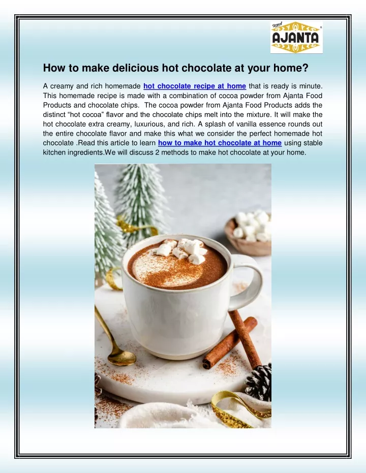 how to make delicious hot chocolate at your home