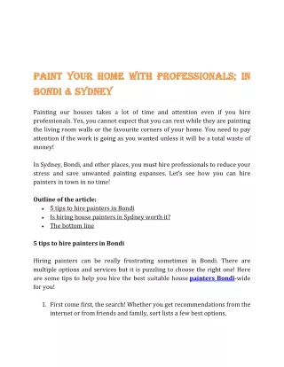 Paint your home with professionals; in Bondi & Sydney