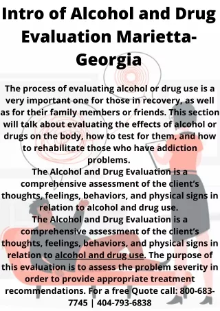 $89 Alcohol and Drug Evaluation Marietta, Decatur, Atlanta-GA 30067