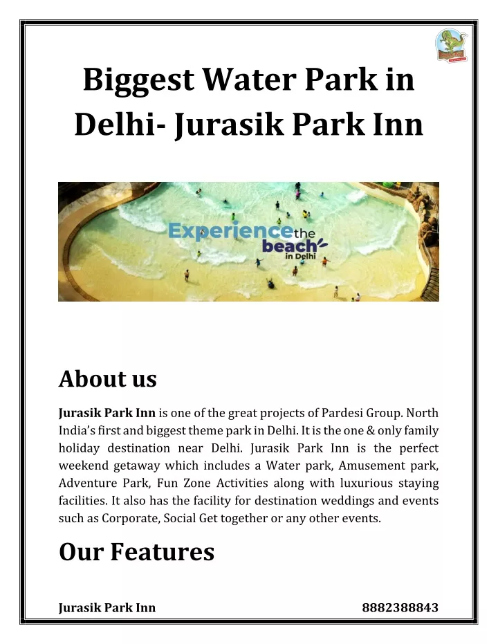 biggest water park in delhi jurasik park inn