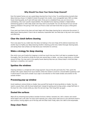 why should you have your home deep cleaned