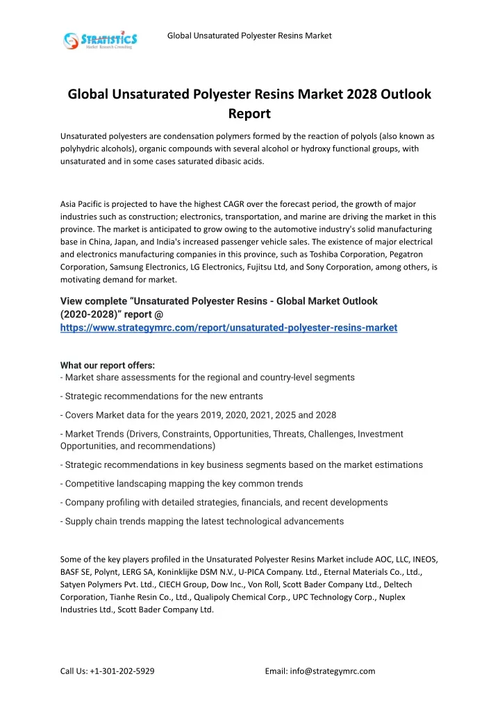 global unsaturated polyester resins market