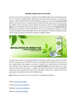 benefits of green tea on weight loss