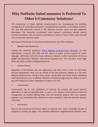 Why NetSuite SuiteCommerce is Preferred To Other E-Commerce Solutions