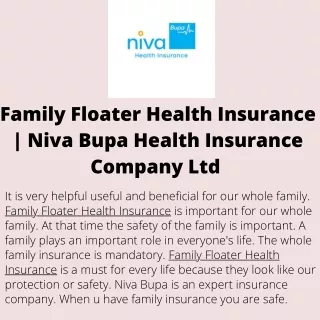 Family Floater Health Insurance  Niva Bupa Health Insurance Company Ltd