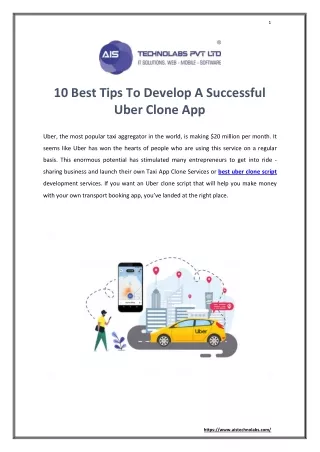 10 Best Tips To Develop A Successful Uber Clone App
