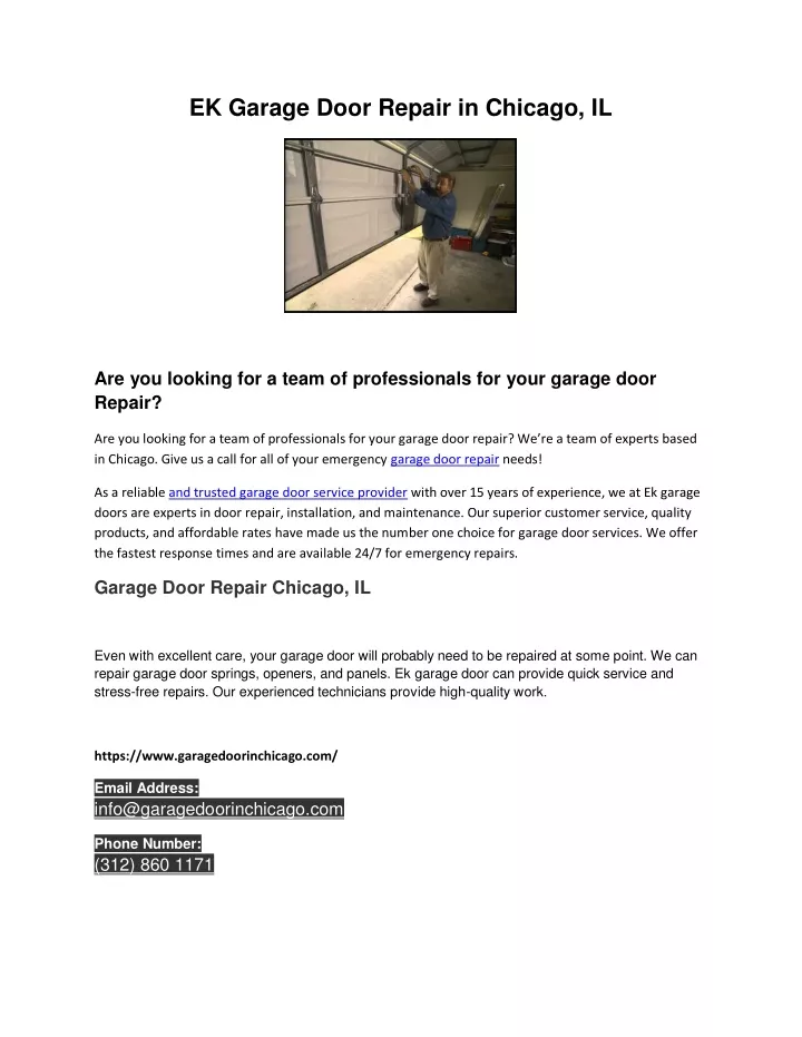 ek garage door repair in chicago il