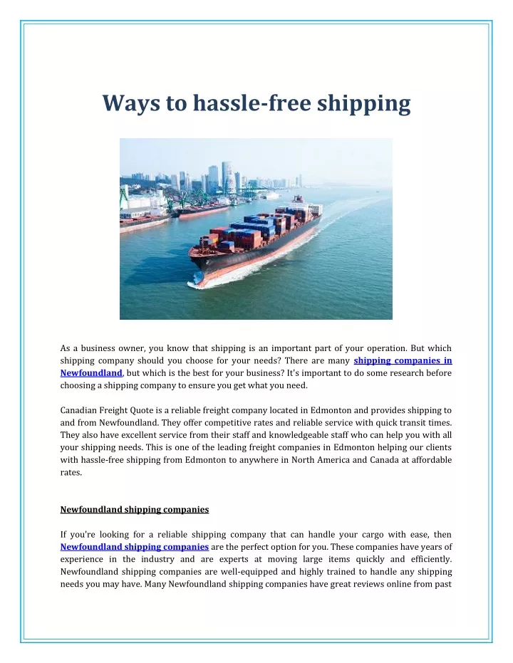 ways to hassle free shipping