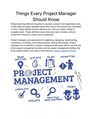 things every project manager should know project