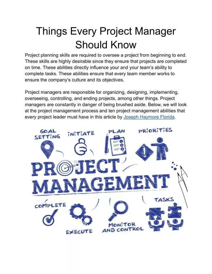 things every project manager should know project