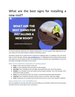 what are the best signs for installing a new roof