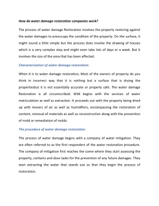 How do water damage restoration companies work
