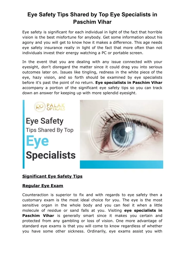 eye safety tips shared by top eye specialists