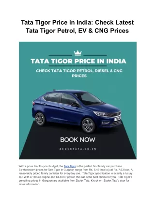 Tata Tigor Price in Gurgaon_ Check Latest Tata Tigor Petrol, EV & CNG Prices