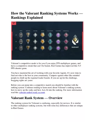 How the Valorant Ranking Systems Works