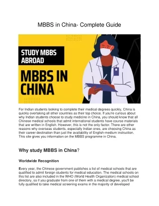 MBBS in China - Complete Guide